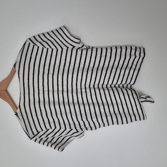 Madewell Texture & Thread Wrap Top With Waist Tie Textured Cotton Striped Large - Picture 2 of 5